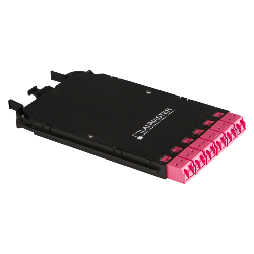 Компактная MPO кассета OM4, 12xLC, тип B, низкие потери, черная